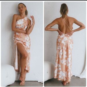 Saints & Secrets Casa Del Mar One-Shoulder Ruched Midi Dress Size M